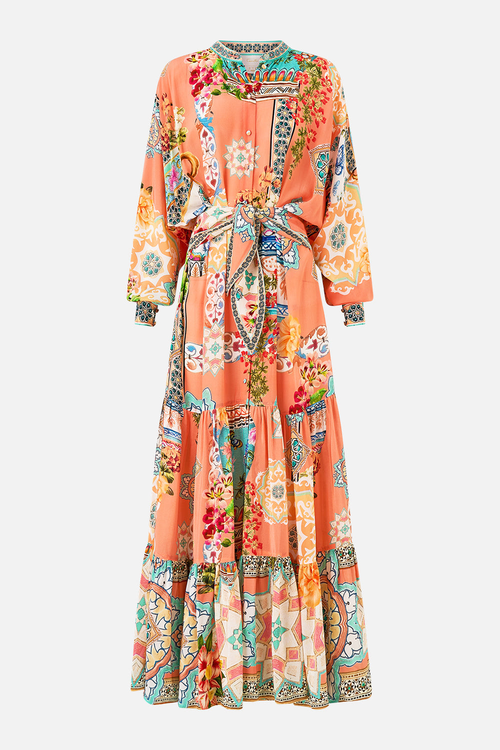 TIERED SHIRTDRESS WITH WIDE WAIST TIE MEET ME IN MALLORCA