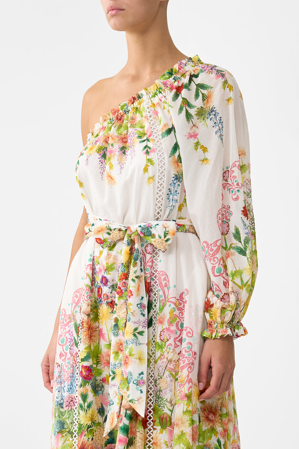 ONE SHOULDER DRESS WITH BLOUSON SLEEVE THE CALL OF CATALONIA