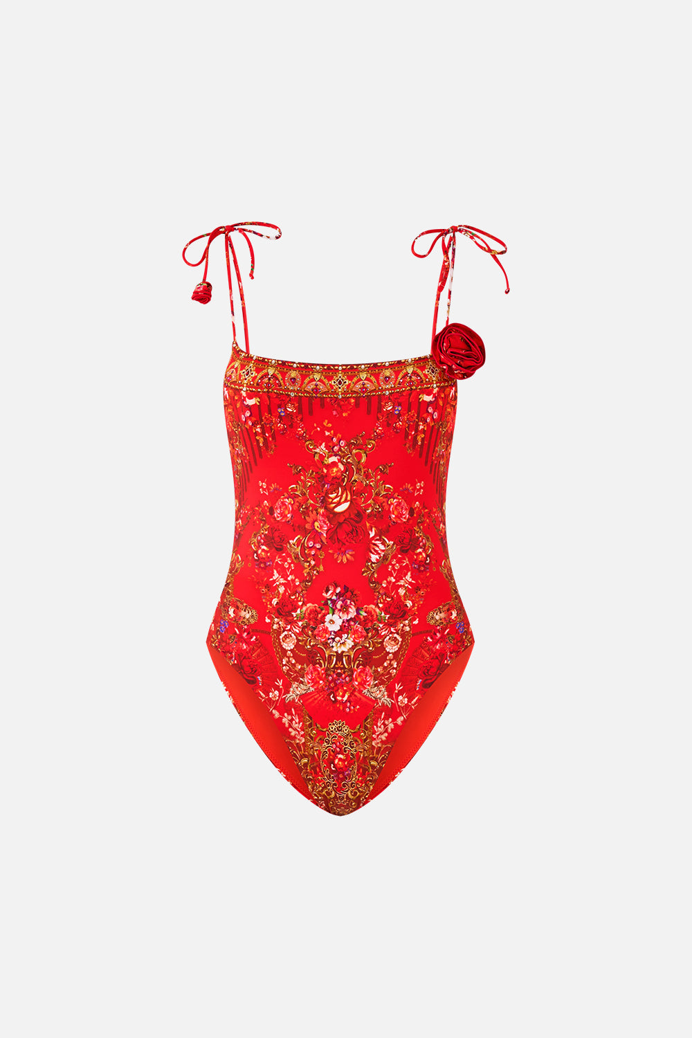 STRAIGHT NECK ONE PIECE WITH ROSETTE DETAIL OLÉ OLÉ