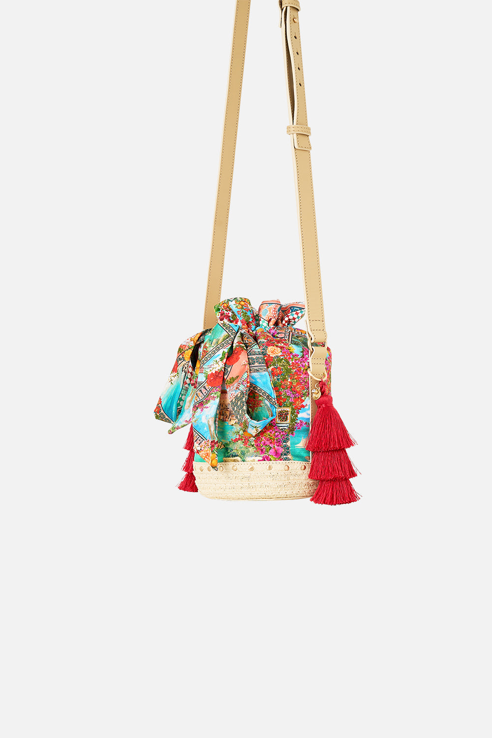 TIE TOP BUCKET BAG WITH TASSELS MEET ME IN MALLORCA