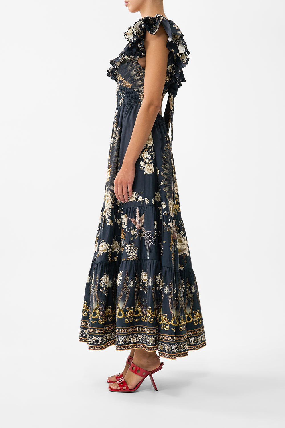 TIERED DRESS WITH NECK FRILL FLAMENCO FOLKLORE