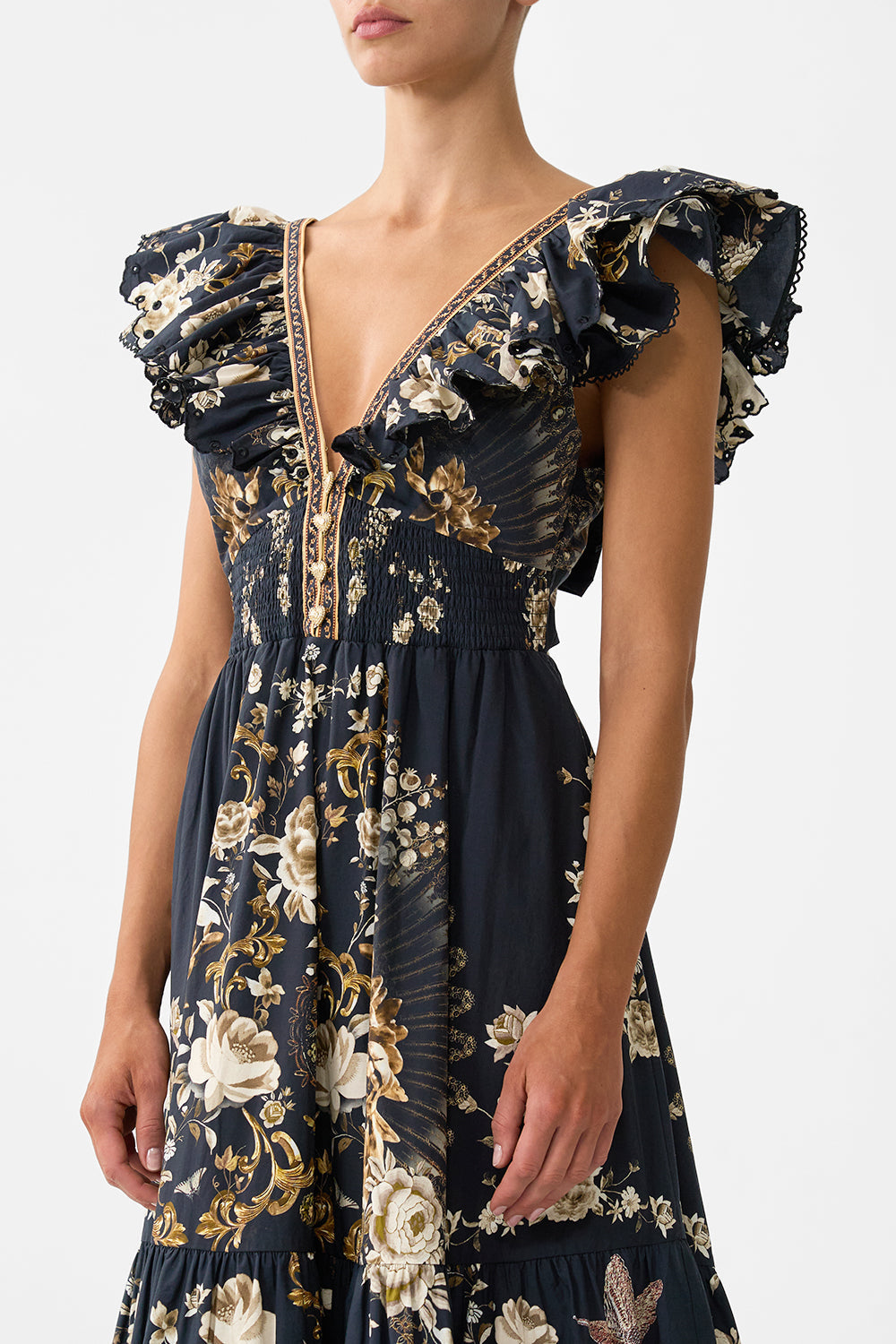 TIERED DRESS WITH NECK FRILL FLAMENCO FOLKLORE