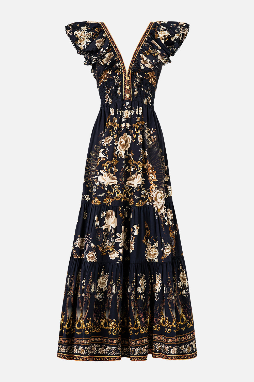 TIERED DRESS WITH NECK FRILL FLAMENCO FOLKLORE