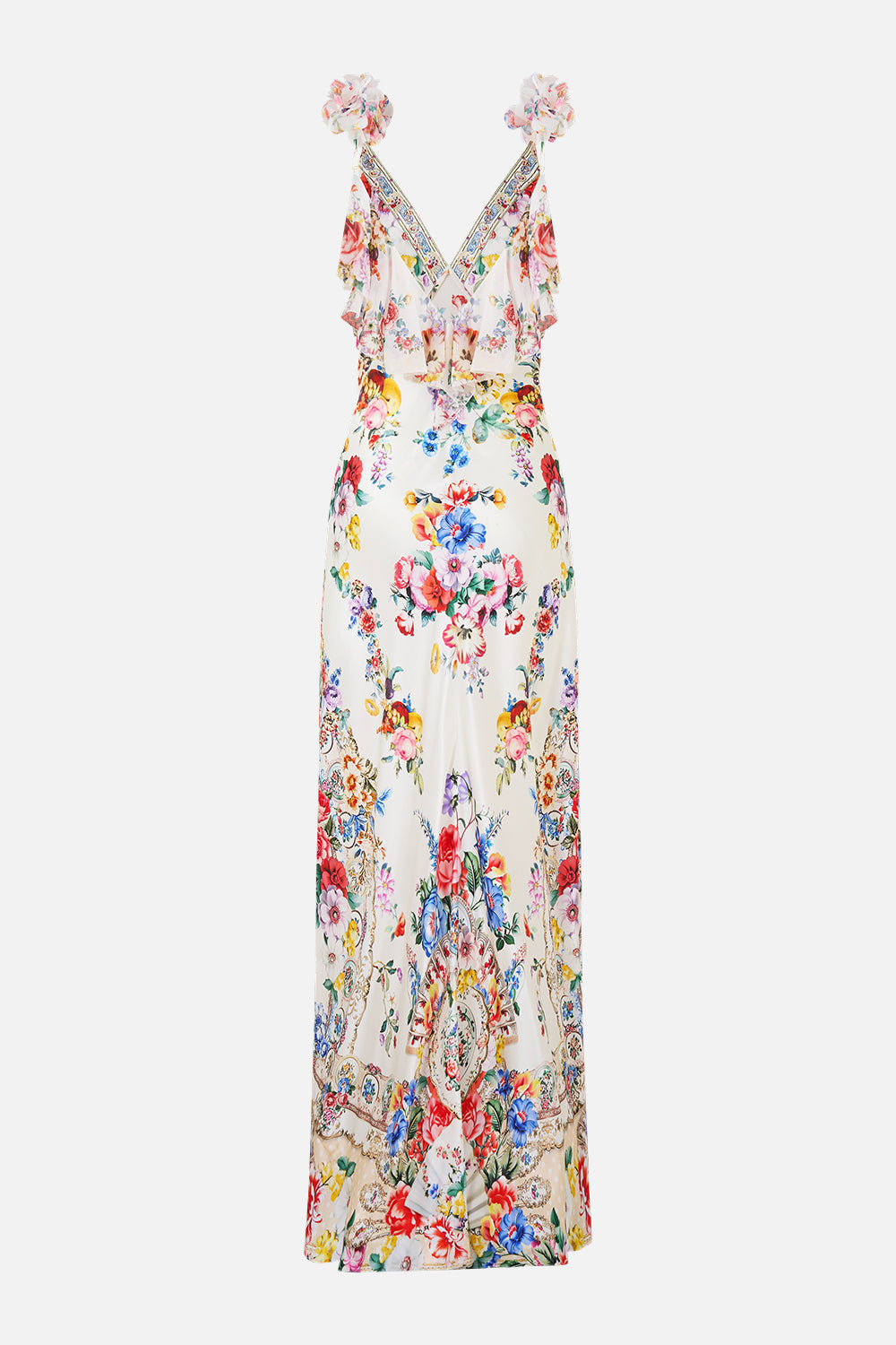 V NECK BIAS SLIP DRESS WITH BACK FRILL I LEFT MY HEART IN GRANADA