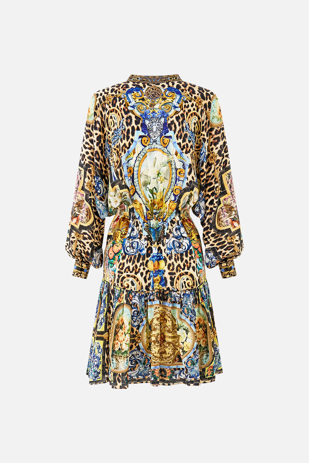 SHORT TIERED SHIRTDRESS WITH WIDE WAIST TIE SEVILLIAN STYLE