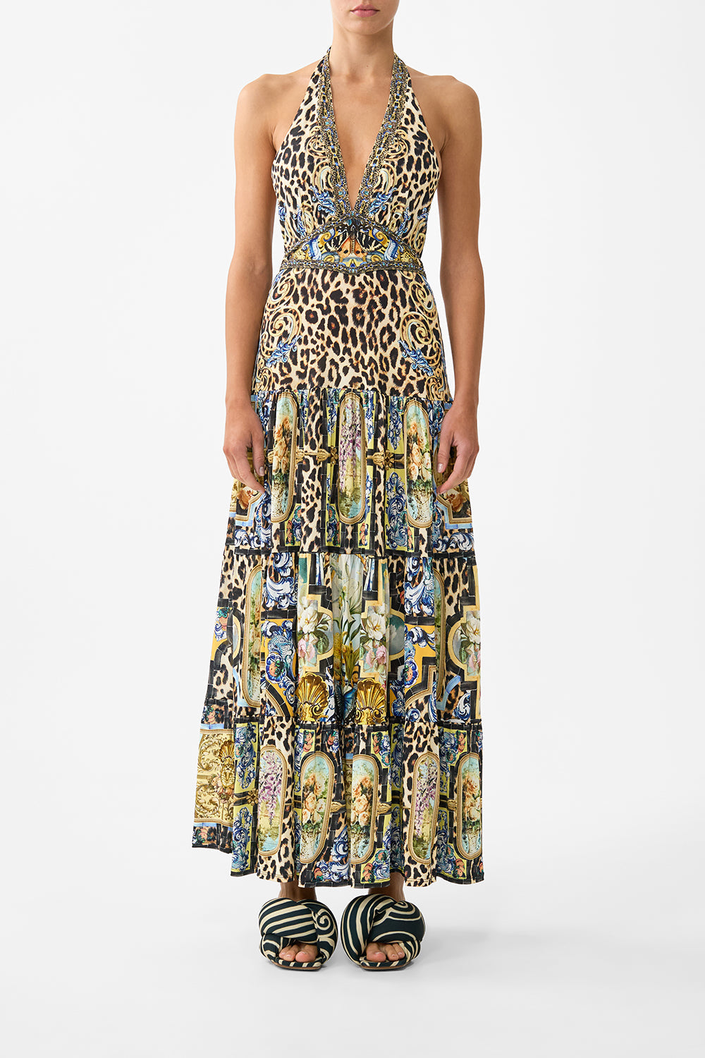 camilla halter dress | Jersey with Tiered Skirt Sevillian Style, S Brown | Sevillian STYLE Homecoming Dresses – Frisco Featuring a chic halter Pinch Sized:XS