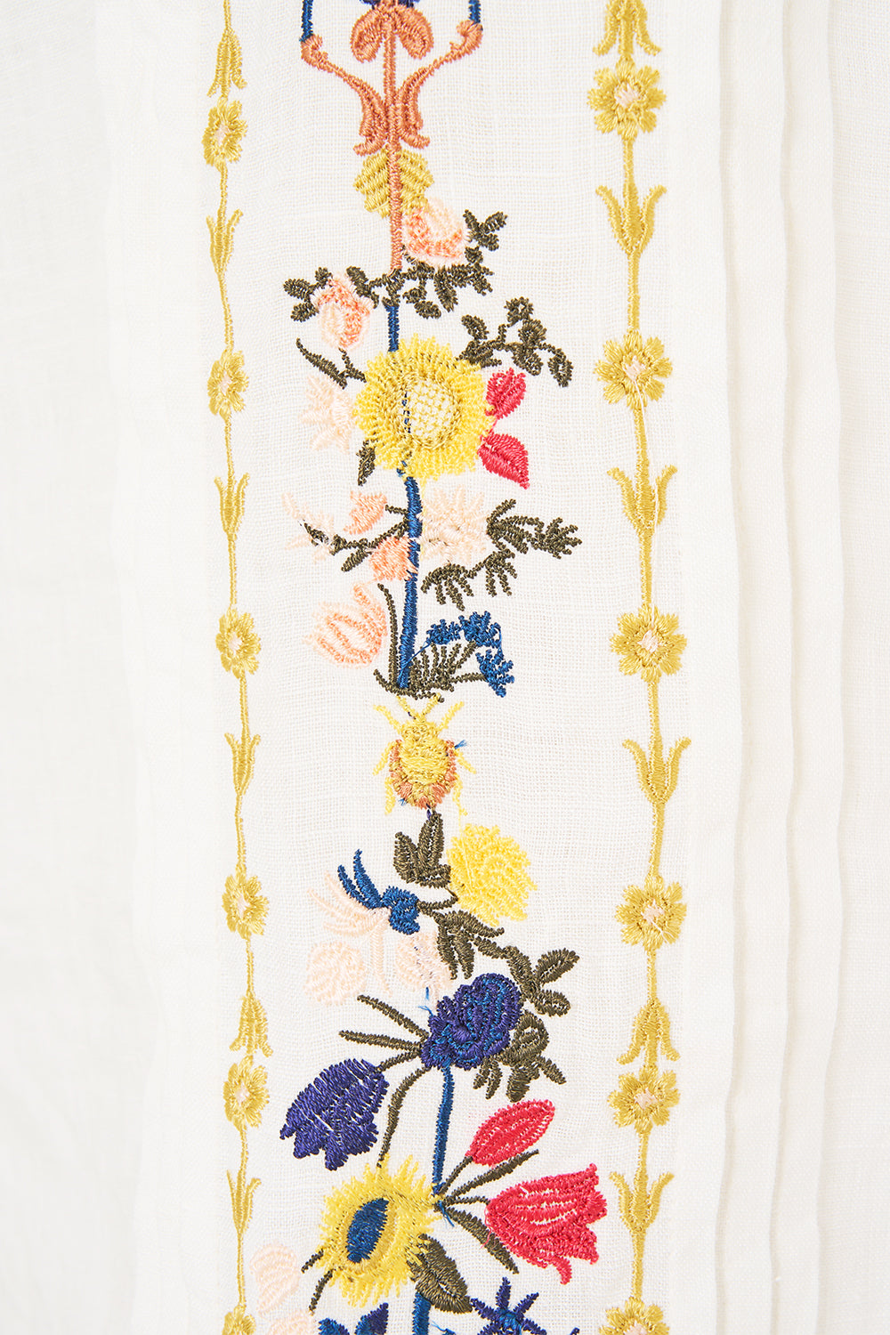 EMBROIDERED SHORT SLEEVE PLEATED CUBAN SHIRT THE POTTERY PARLOUR