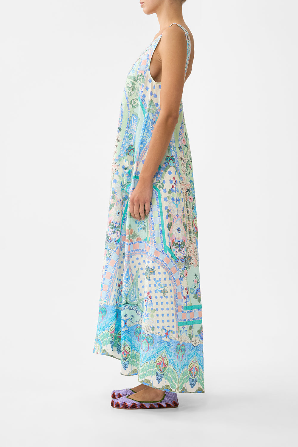 V NECK POCKET DRESS WITH LOW BACK MIDSUMMER MOSAICS