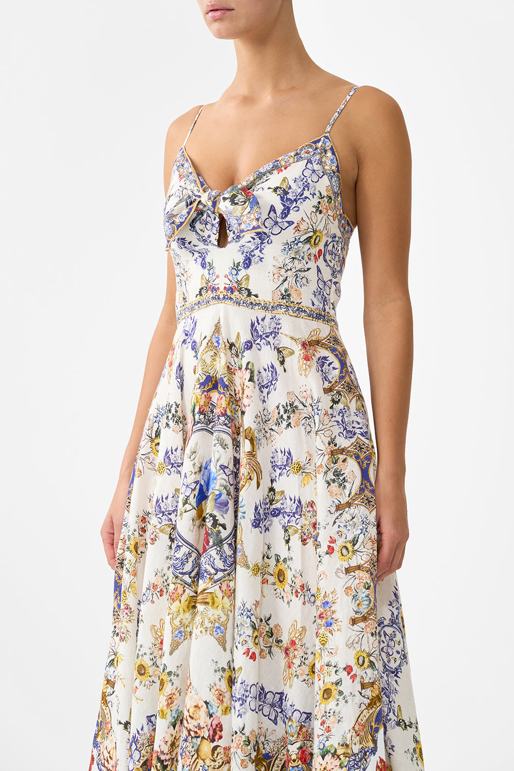 LONG DRESS WITH TIE FRONT THE POTTERY PARLOUR