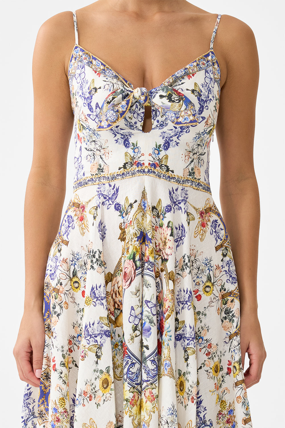 LONG DRESS WITH TIE FRONT THE POTTERY PARLOUR