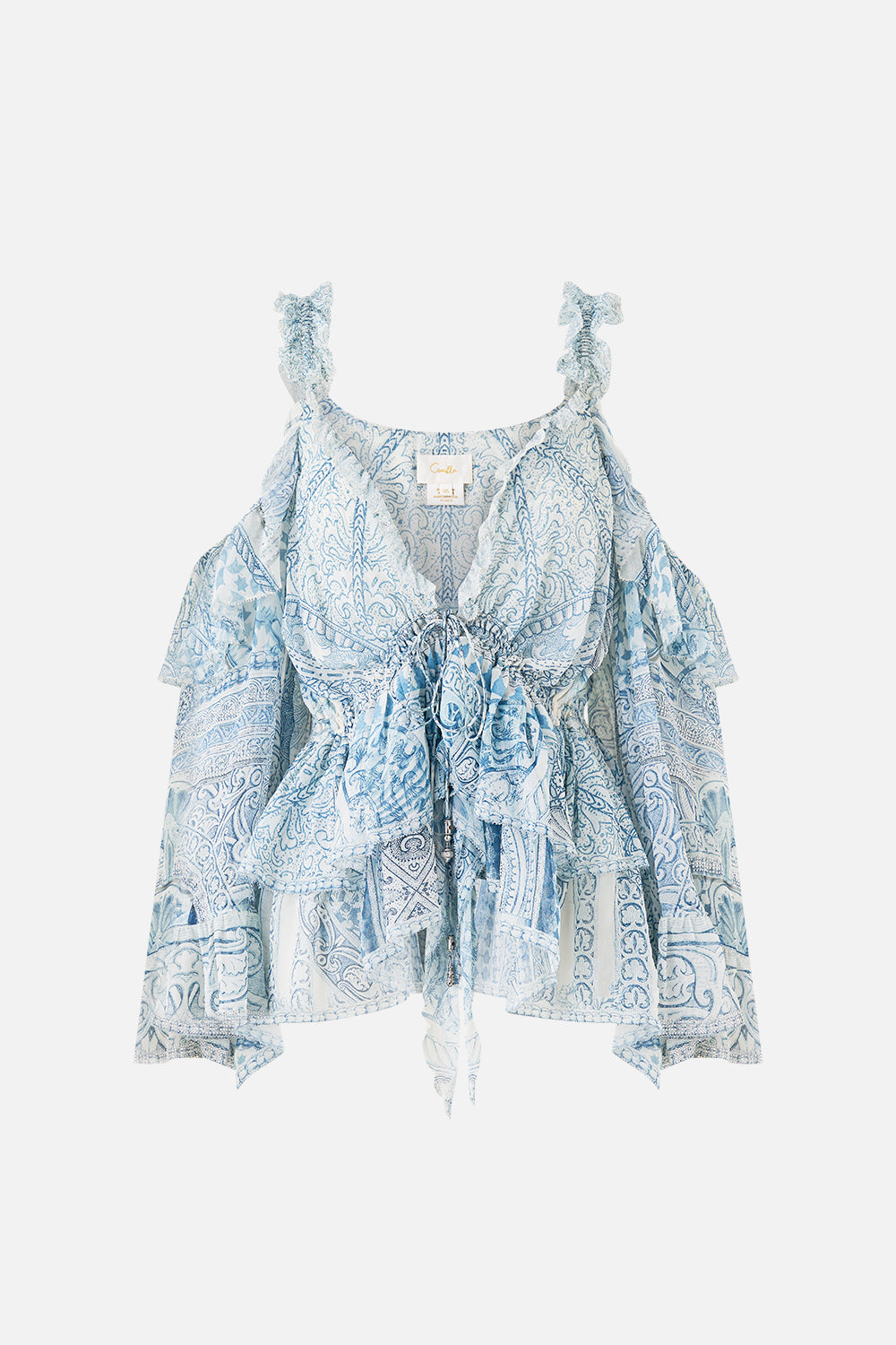 COLD SHOULDER RUFFLE TOP THE HUM OF THE ALHAMBRA
