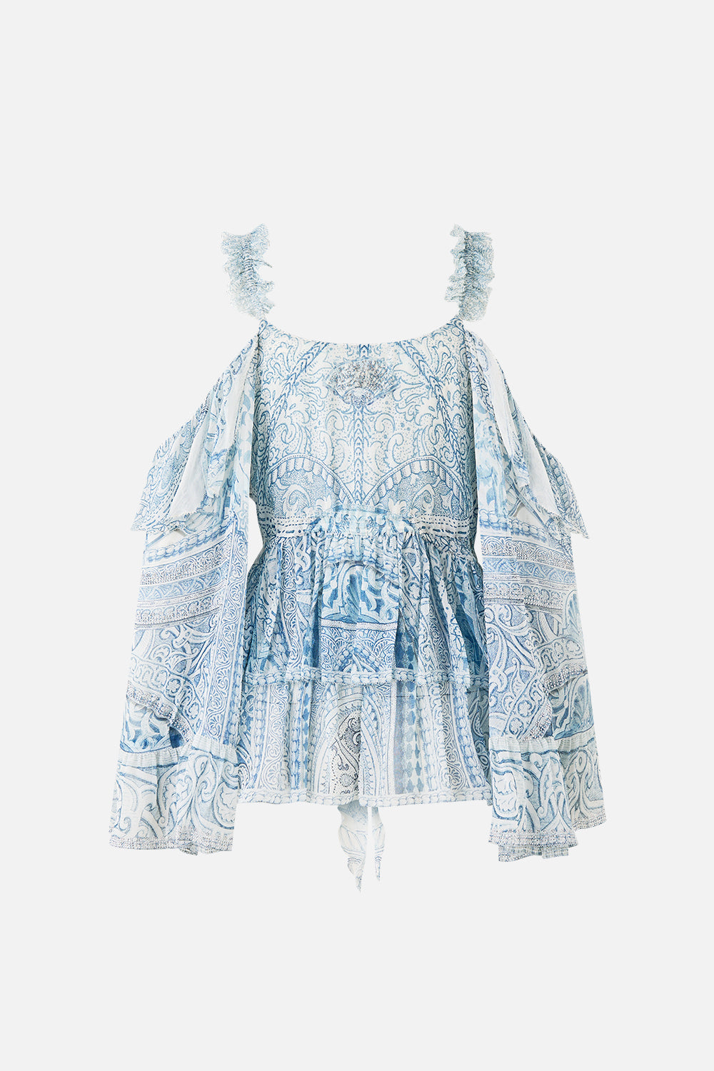 COLD SHOULDER RUFFLE TOP THE HUM OF THE ALHAMBRA