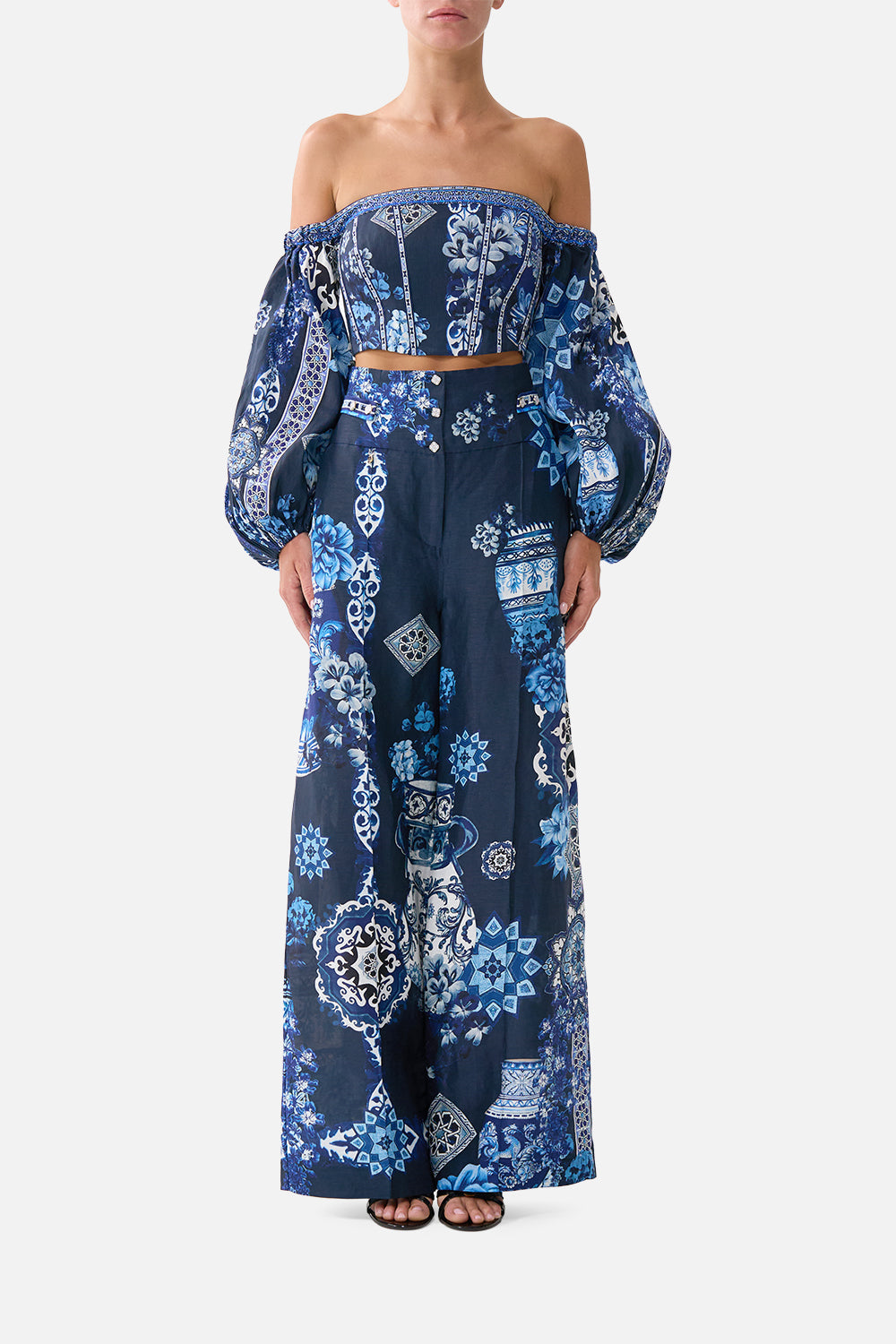 LONG SLEEVED CORSET CROP TOP A TILED WONDERLAND