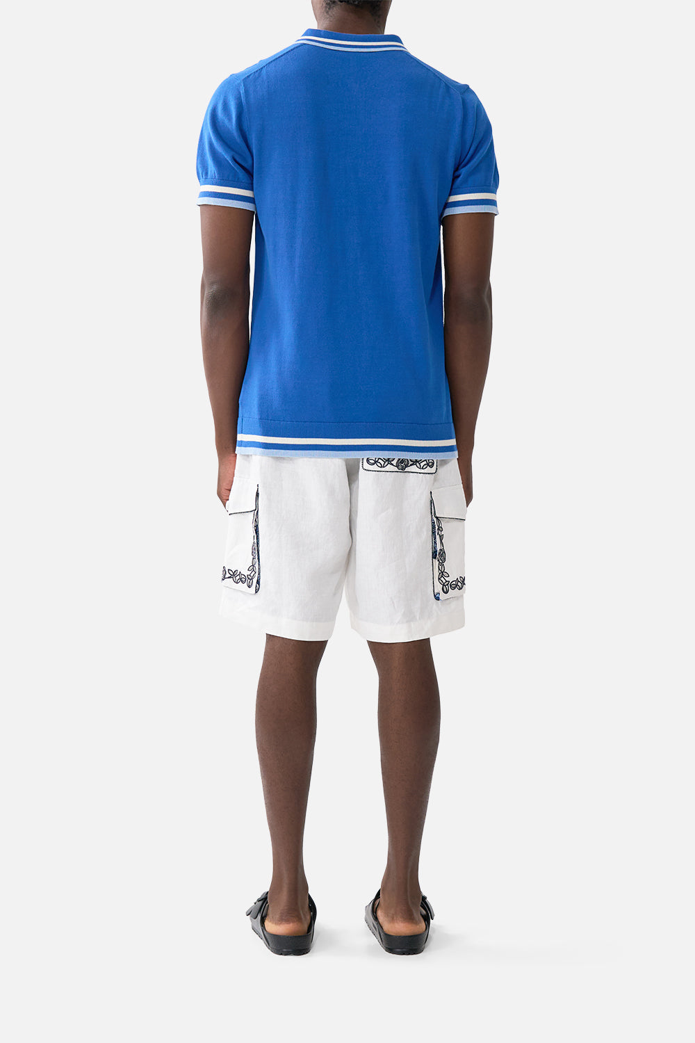 SHORT SLEEVE QUARTER ZIP KNIT POLO SHIRT DE NADA GRANADA