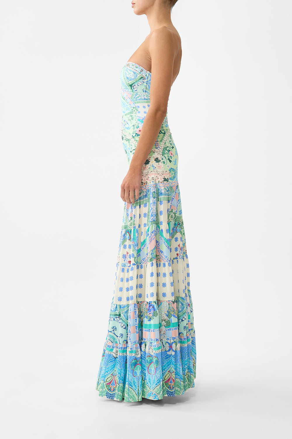 JERSEY SPLICED TIERED SKIRT MIDSUMMER MOSAICS