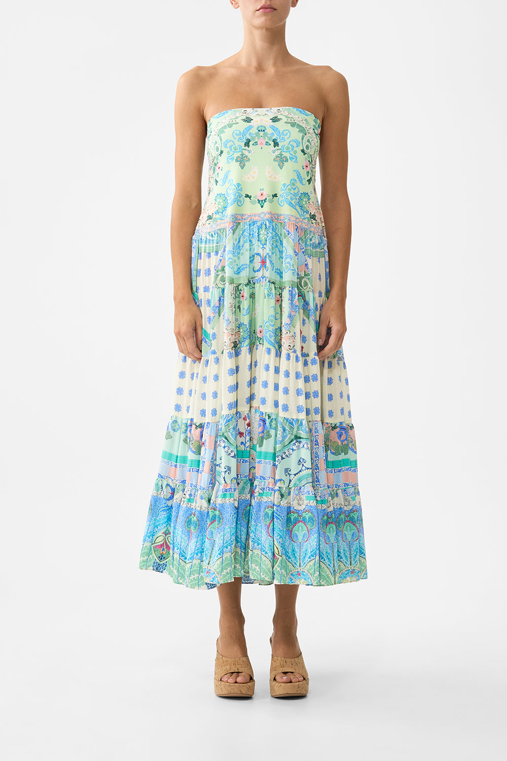 JERSEY SPLICED TIERED SKIRT MIDSUMMER MOSAICS