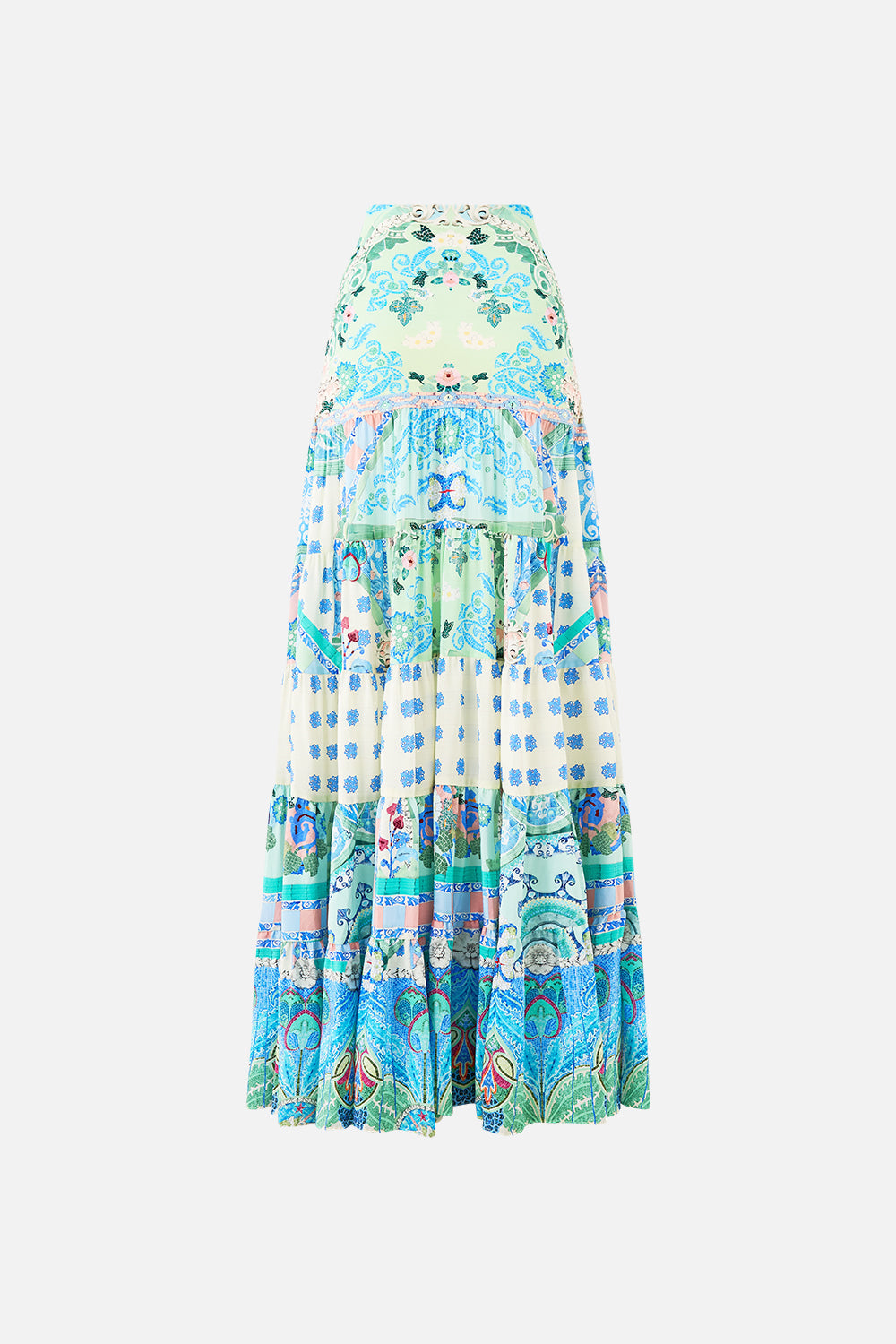 JERSEY SPLICED TIERED SKIRT MIDSUMMER MOSAICS