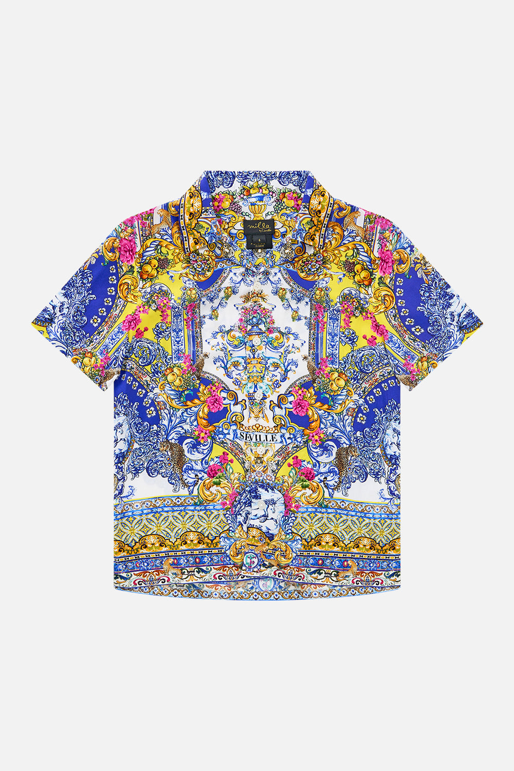 BOYS SHORT SLEEVE CAMP COLLARED SHIRT ESPAÑA NIRVANA