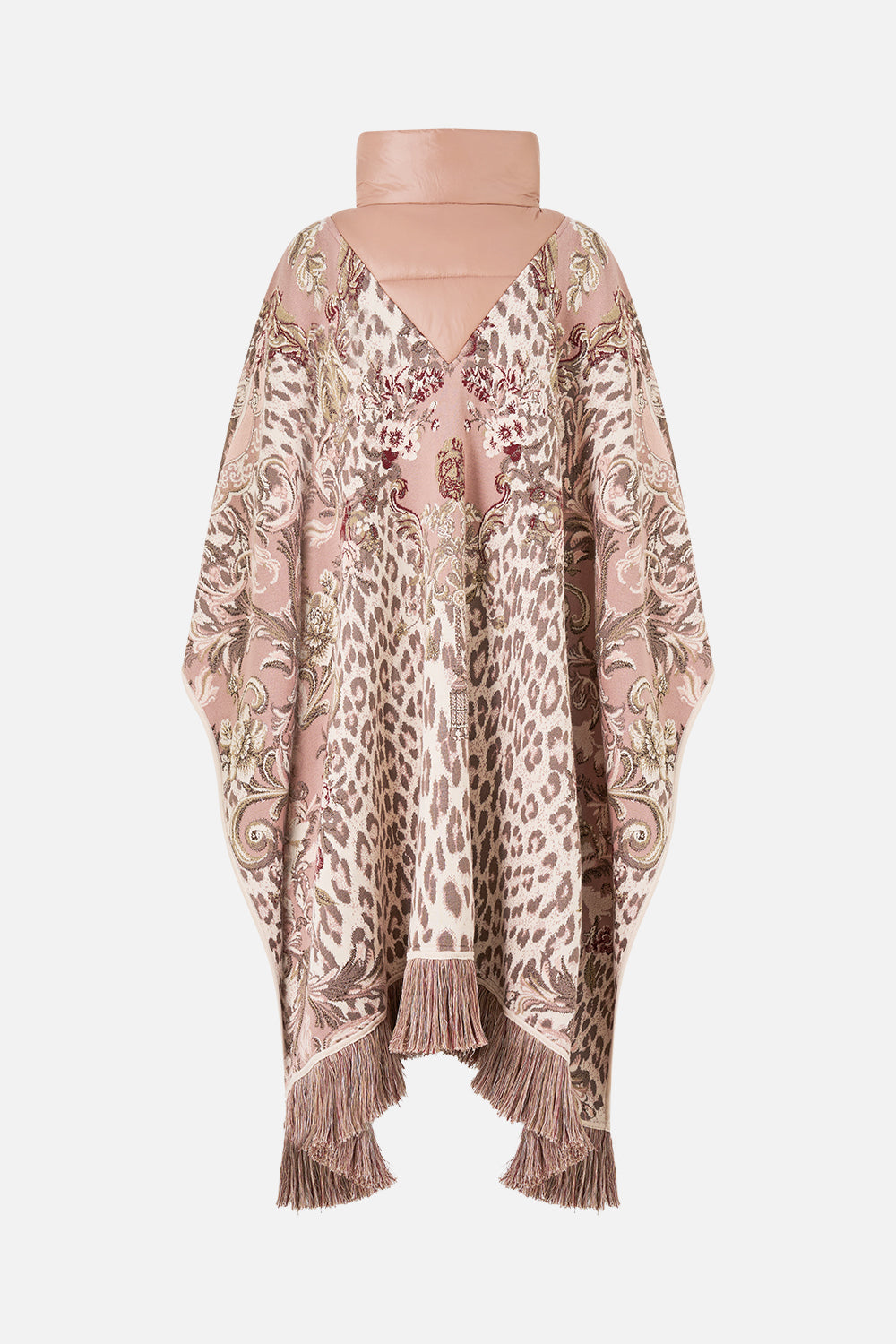 QUILTED COLLAR SHORT KNIT PONCHO ARANJUEZ ANIMALIA