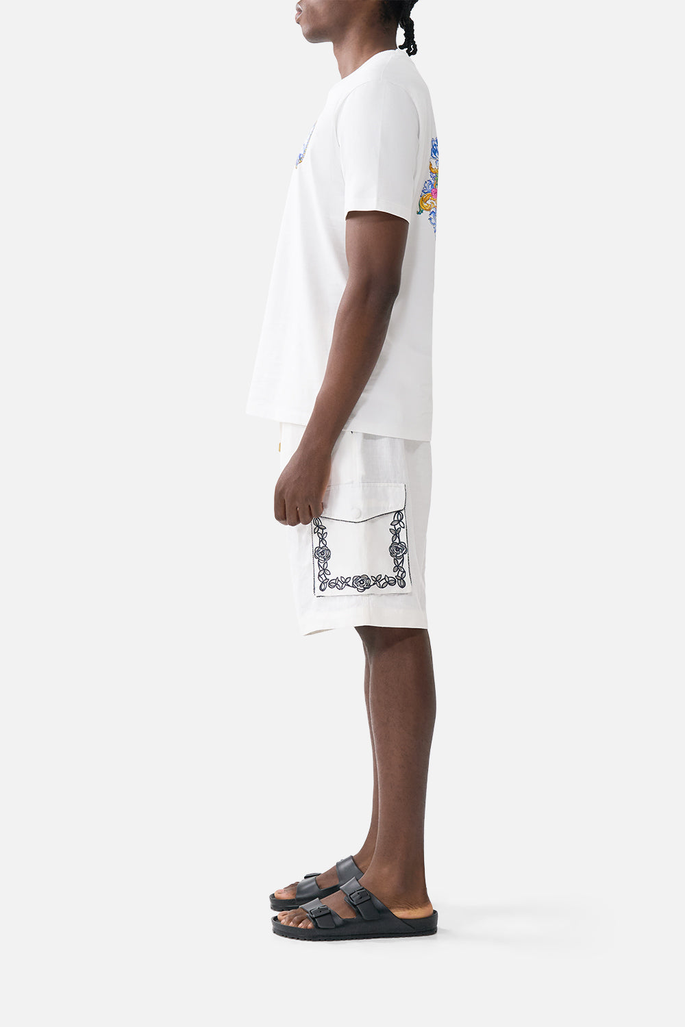 LONG CARGO SHORT WITH ELASTIC WAIST A TILED WONDERLAND