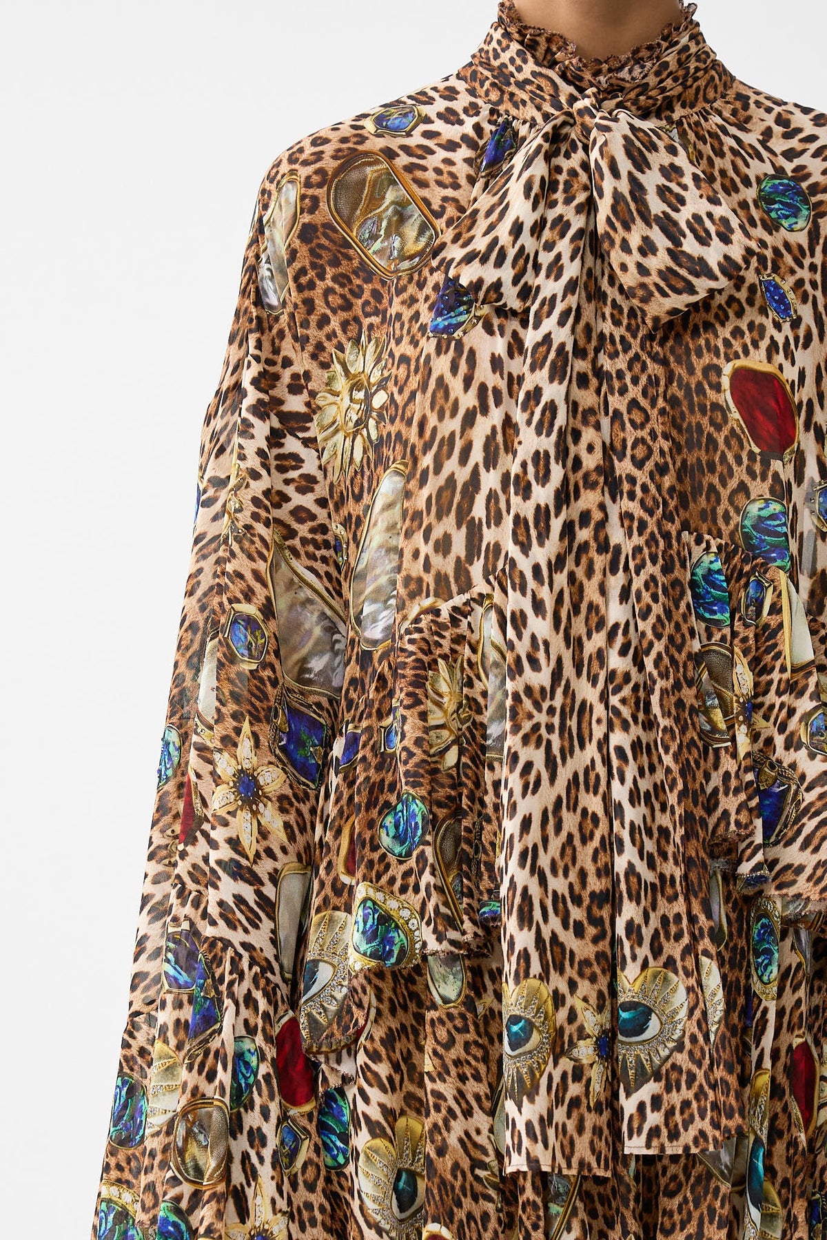 RUFFLE HIGH LOW DRESS WITH LONG SLEEVE NAZAR NIRVANA