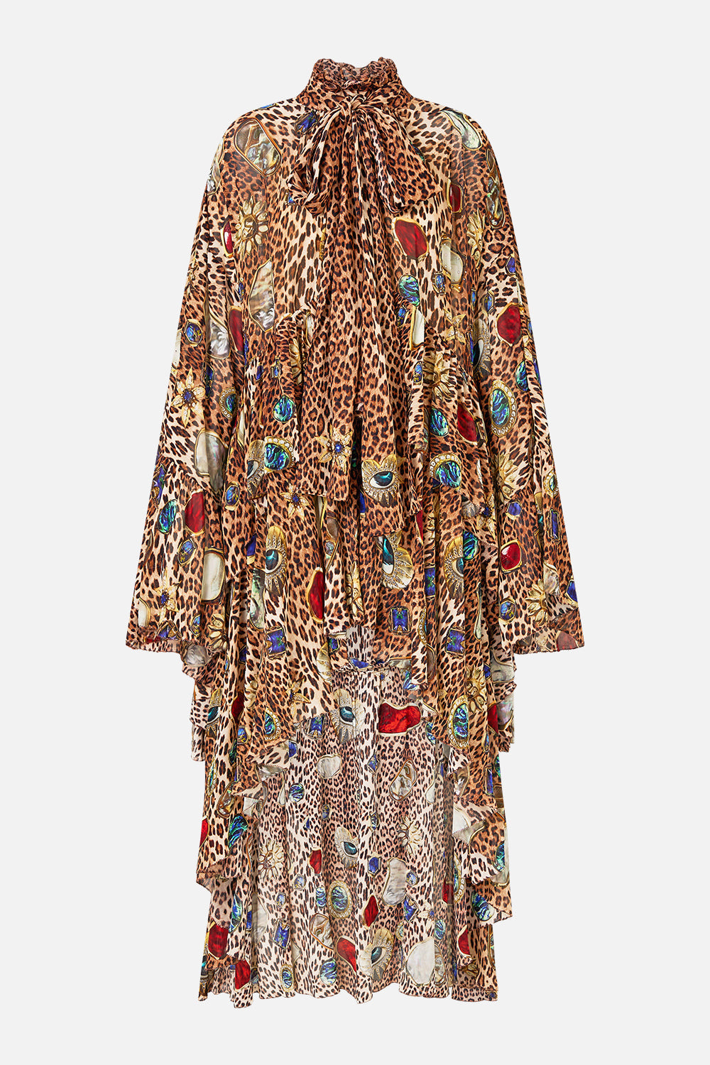 RUFFLE HIGH LOW DRESS WITH LONG SLEEVE NAZAR NIRVANA