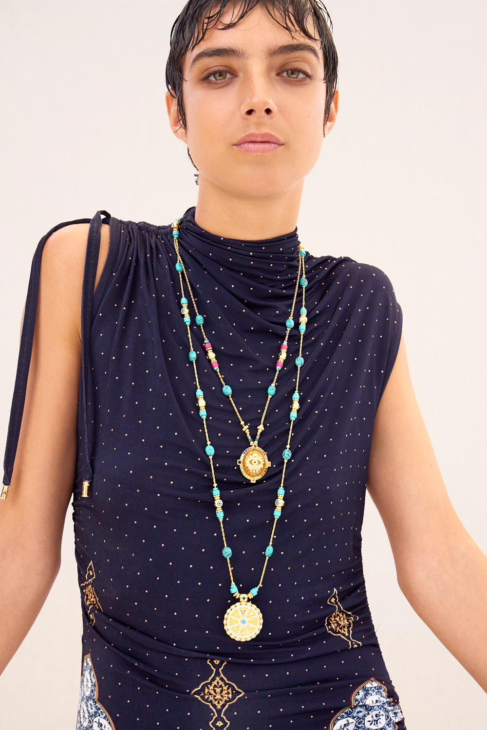 BOHEMIAN BABYLON LONG BEADED NECKLACE GOLD