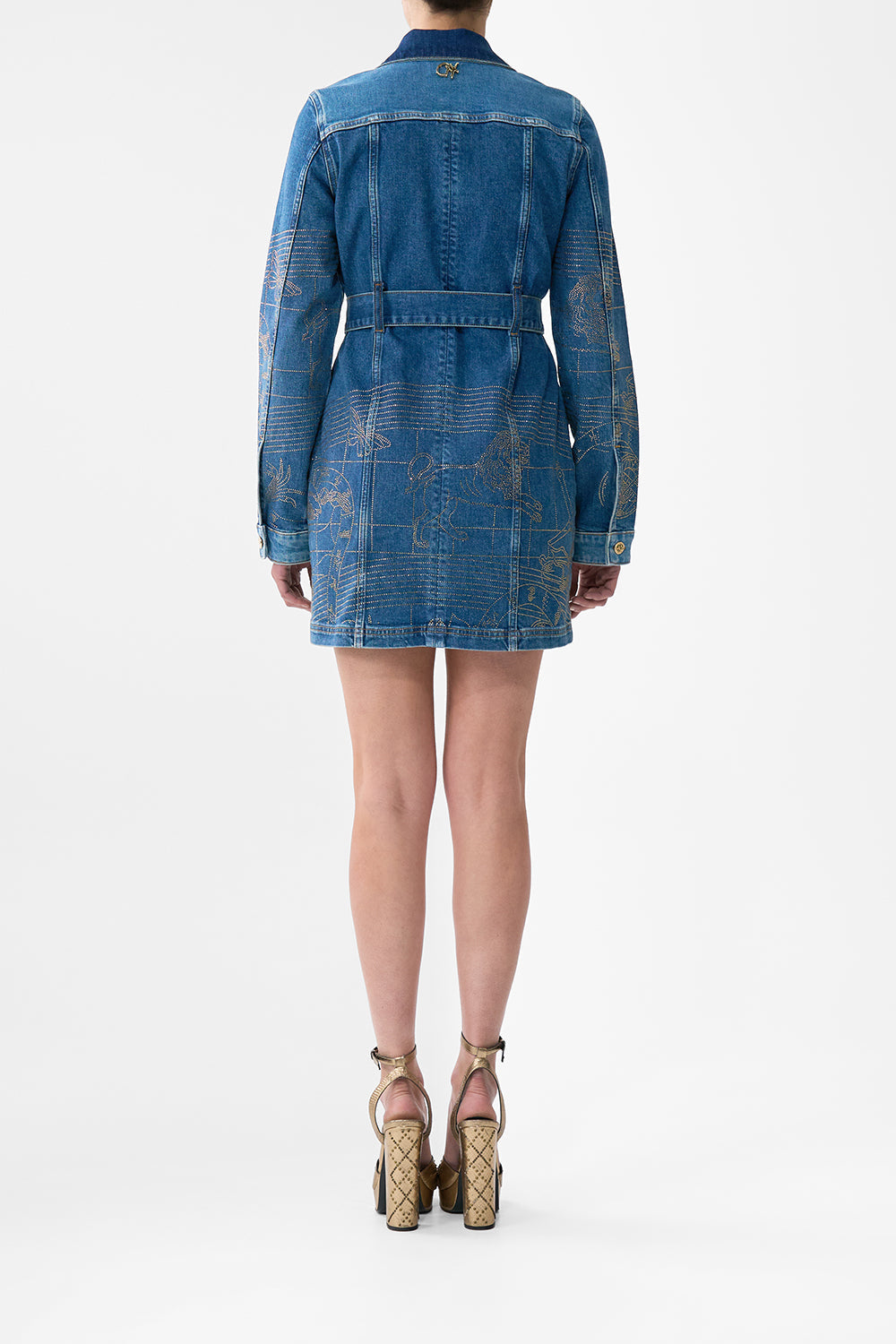 JENNA ZODIAC ZONE BELTED MINI DRESS DENIM