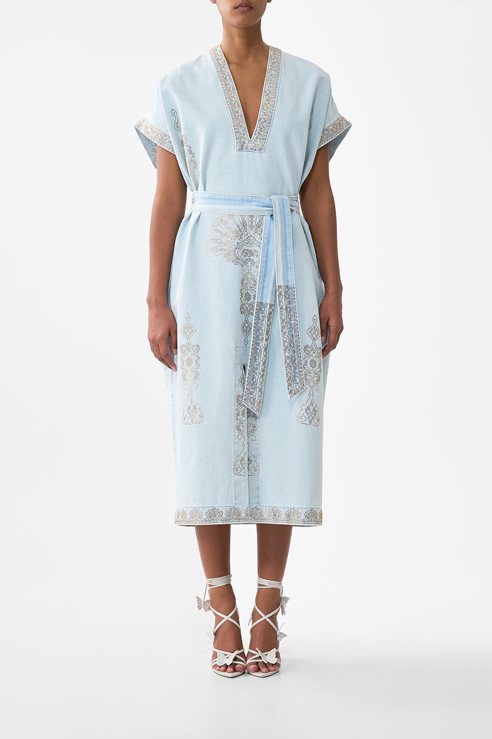 Denim Alika Istanbul Alchemy Belted Kaftan | CAMILLA US