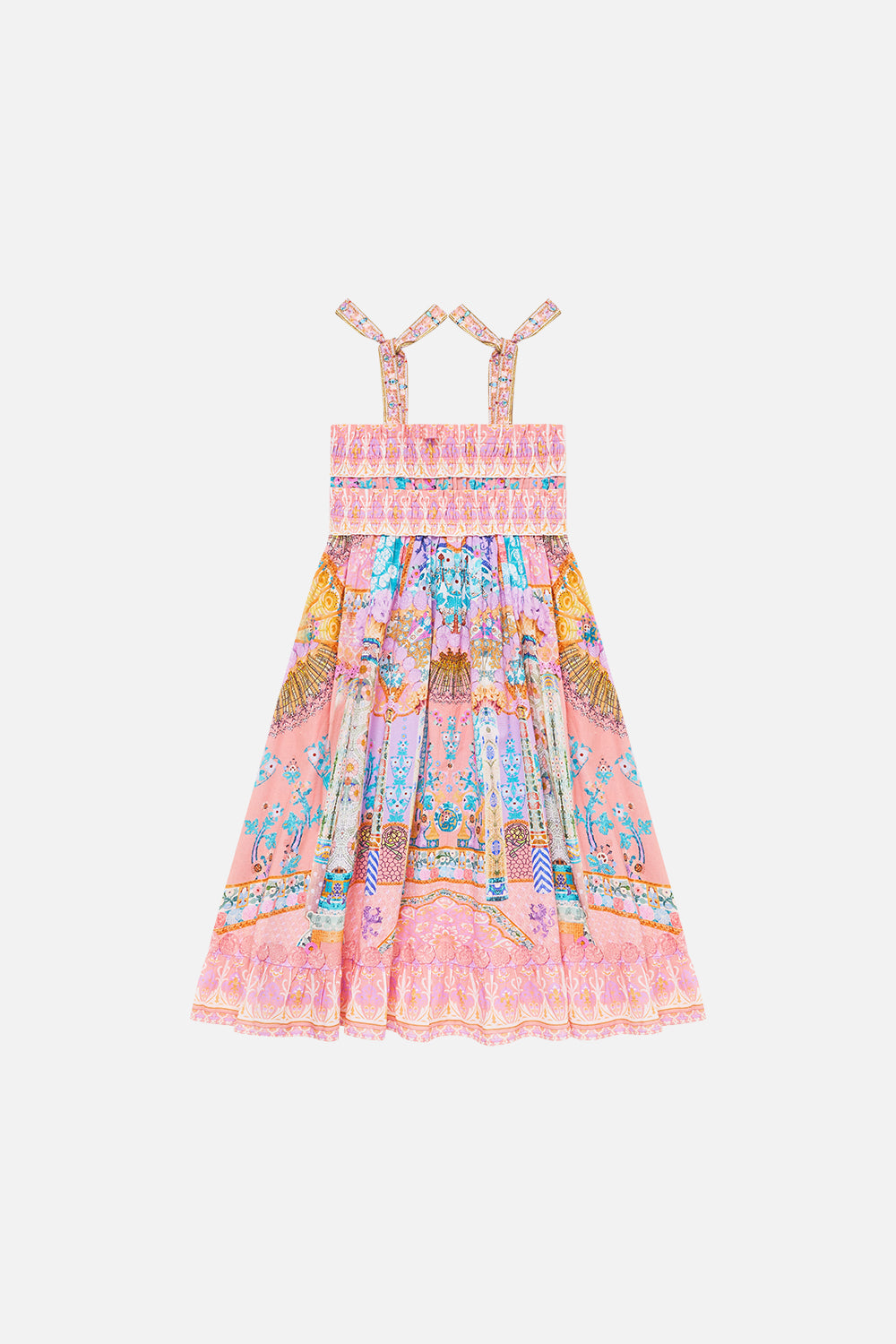 KIDS SHIRRED MAXI DRESS W TIE SHOULDER HOWDY GAUDI
