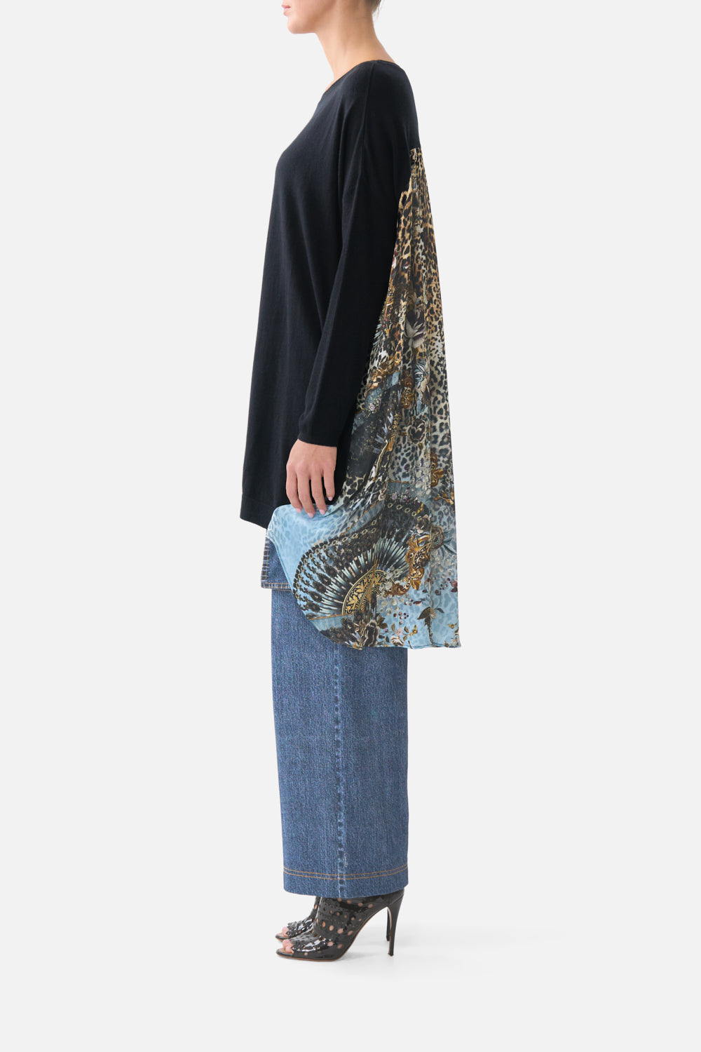 KNIT JUMPER WITH PLEATED SILK BACK FIESTA, SIESTA, REPEAT