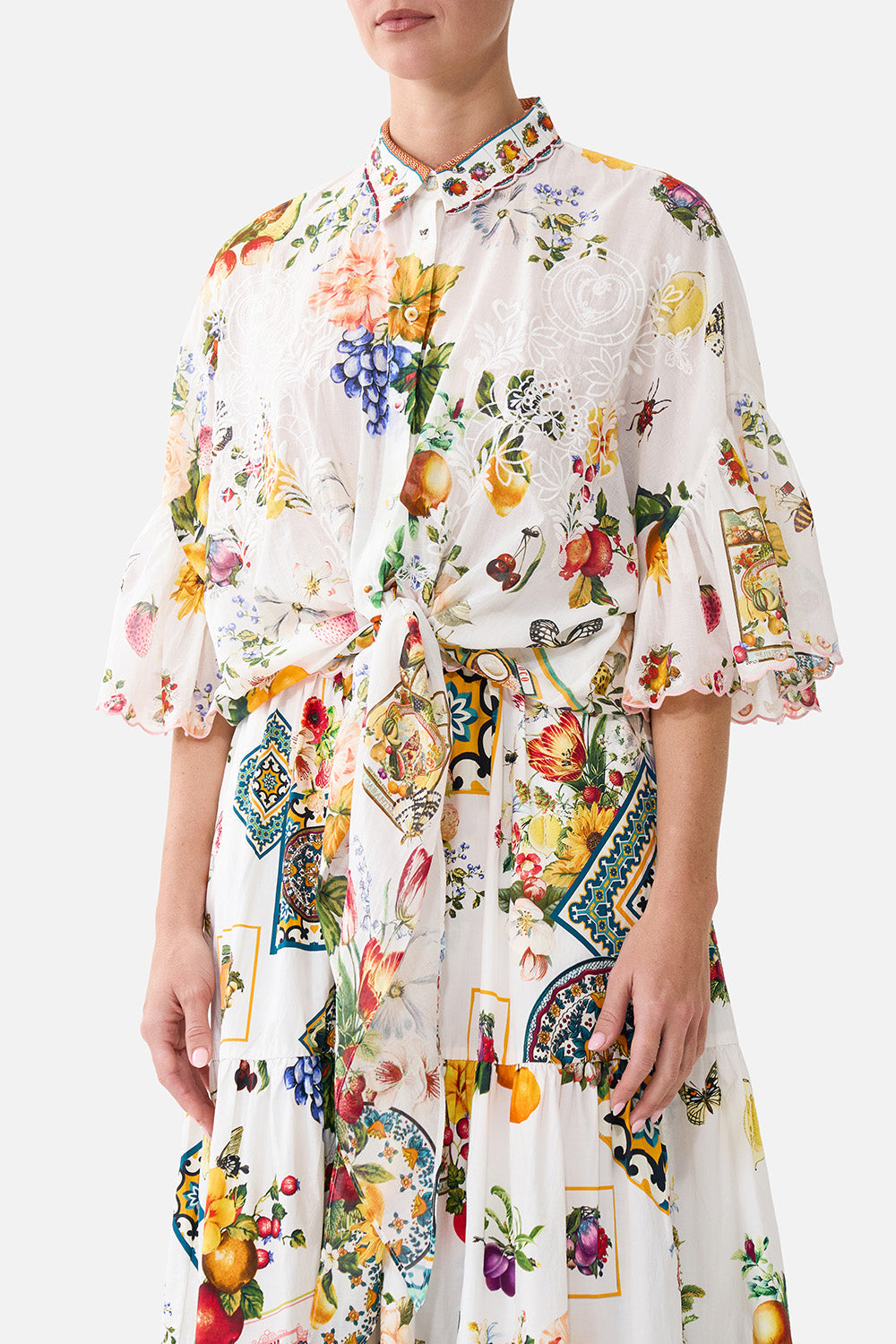 TIE FRONT SHIRT WITH SLEEVE FRILL MAGIC OF THE MERCADO