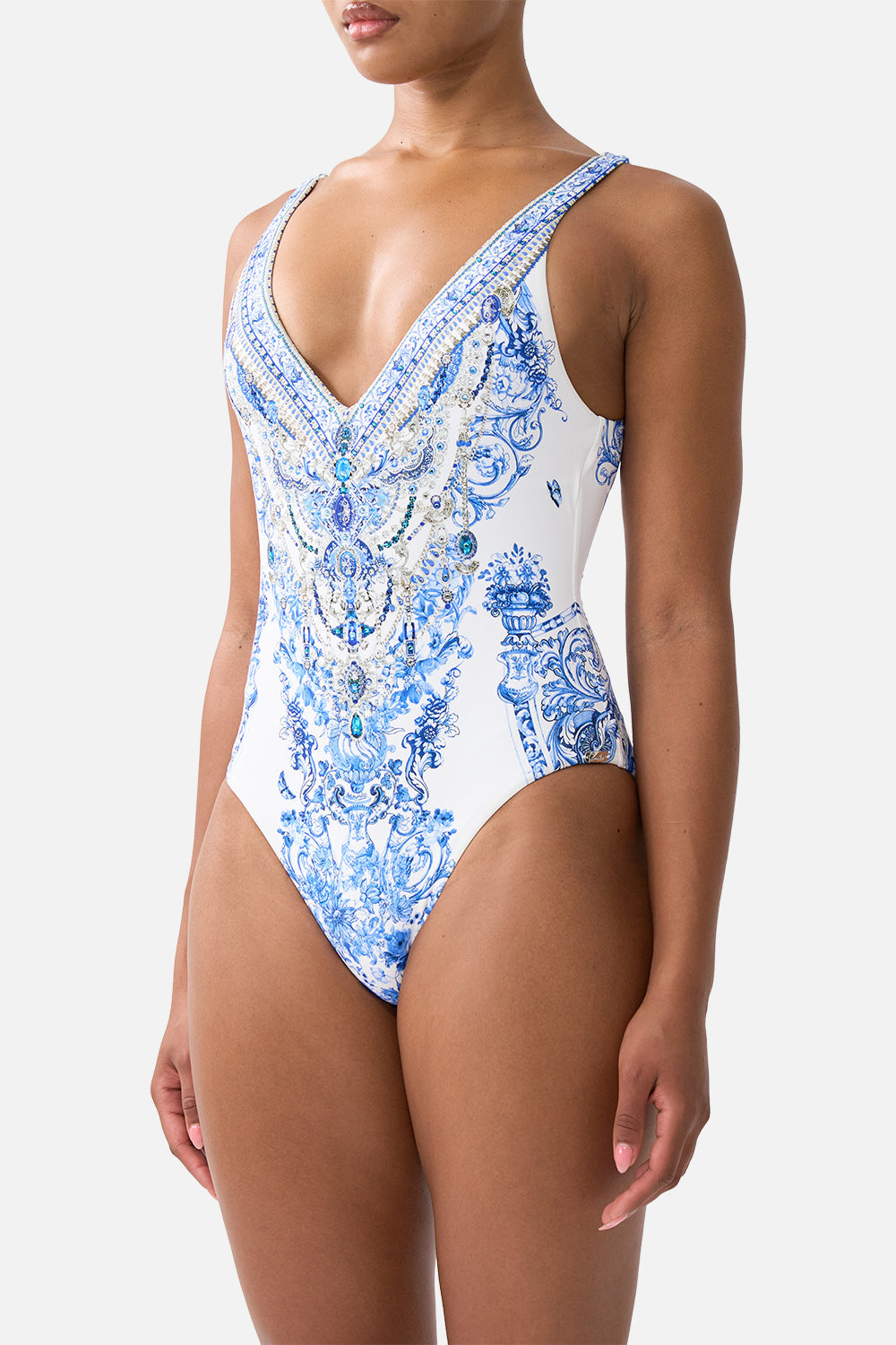 V NECK ONE PIECE WITH V BACK CERAMIC PANORAMIC