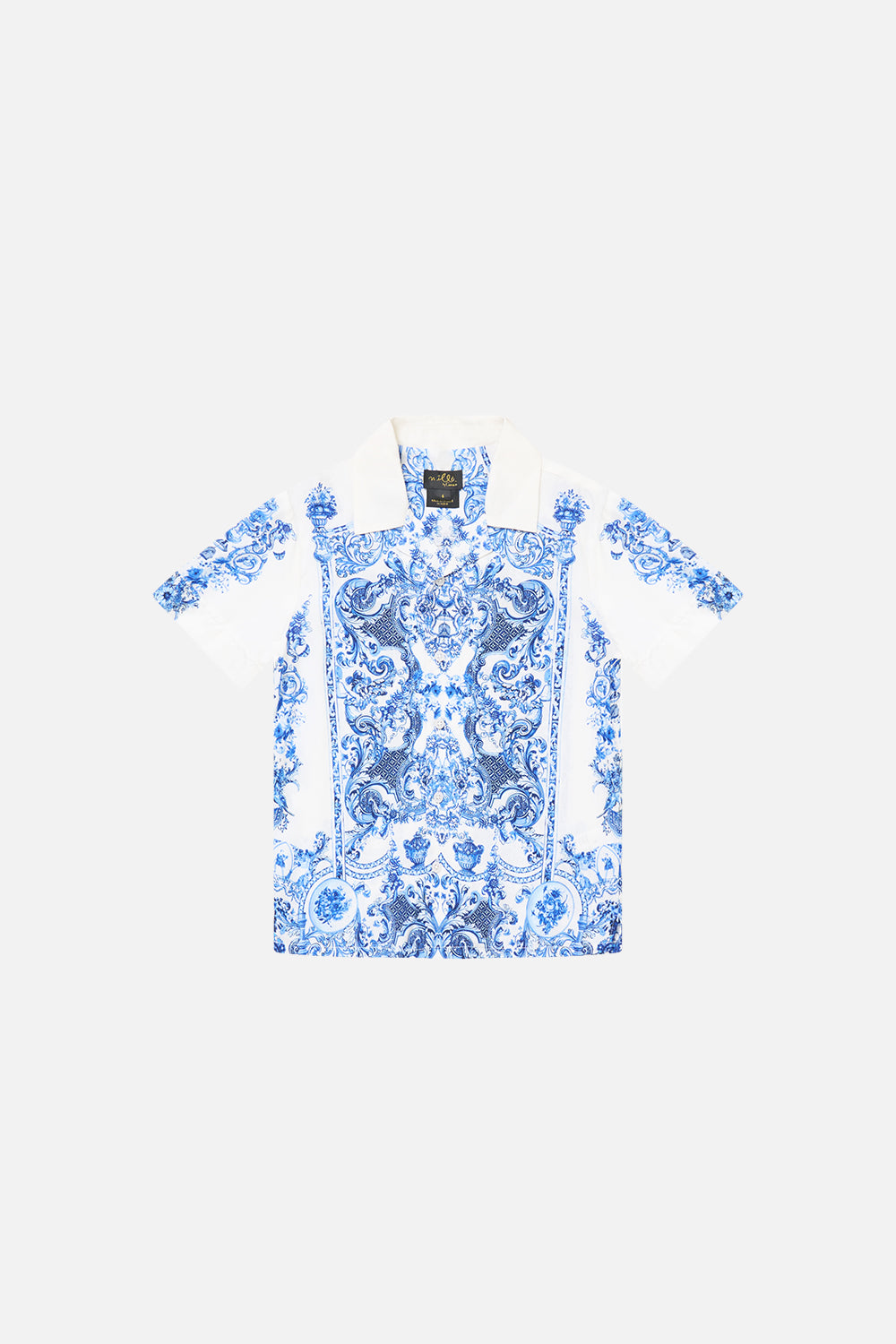 BOYS SHORT SLEEVE CAMP COLLARED SHIRT CERAMIC PANORAMIC