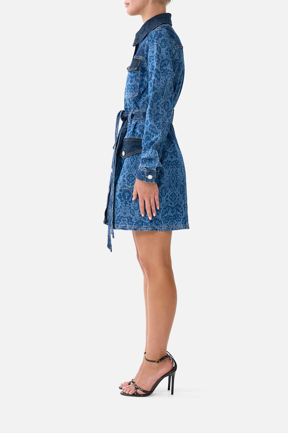 JENNA BELTED MINI DRESS DENIM