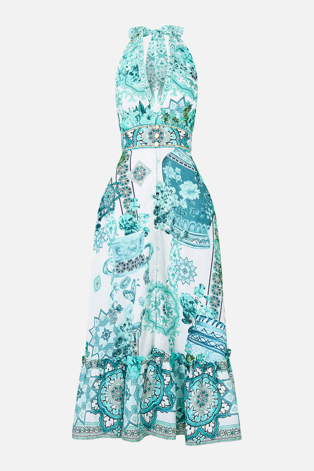 RUFFLE NECK HALTER DRESS BALEARIC BEBÉ