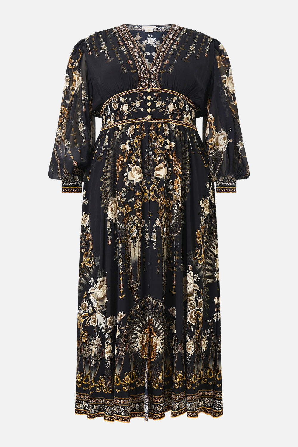 SHAPED WAISTBAND DRESS WITH GATHERED SLEEVES FLAMENCO FOLKLORE