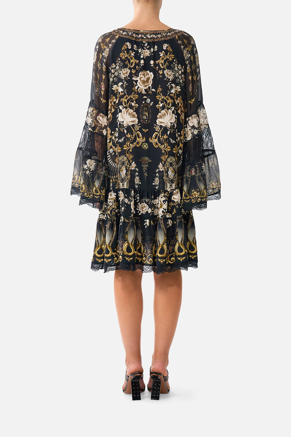 A-LINE GATHERED PANEL DRESS FLAMENCO FOLKLORE