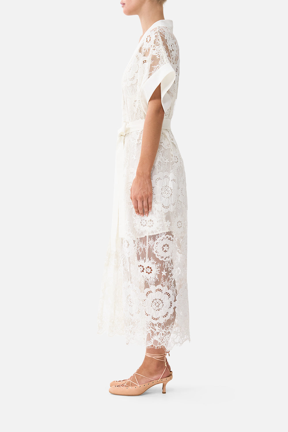 V NECK KAFTAN WITH TIE WAIST CREAM LACE I LEFT MY HEART IN GRANADA