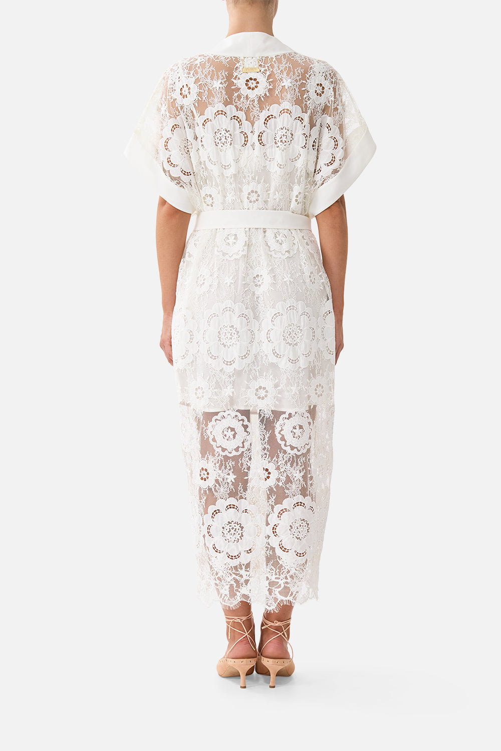 V NECK KAFTAN WITH TIE WAIST CREAM LACE I LEFT MY HEART IN GRANADA