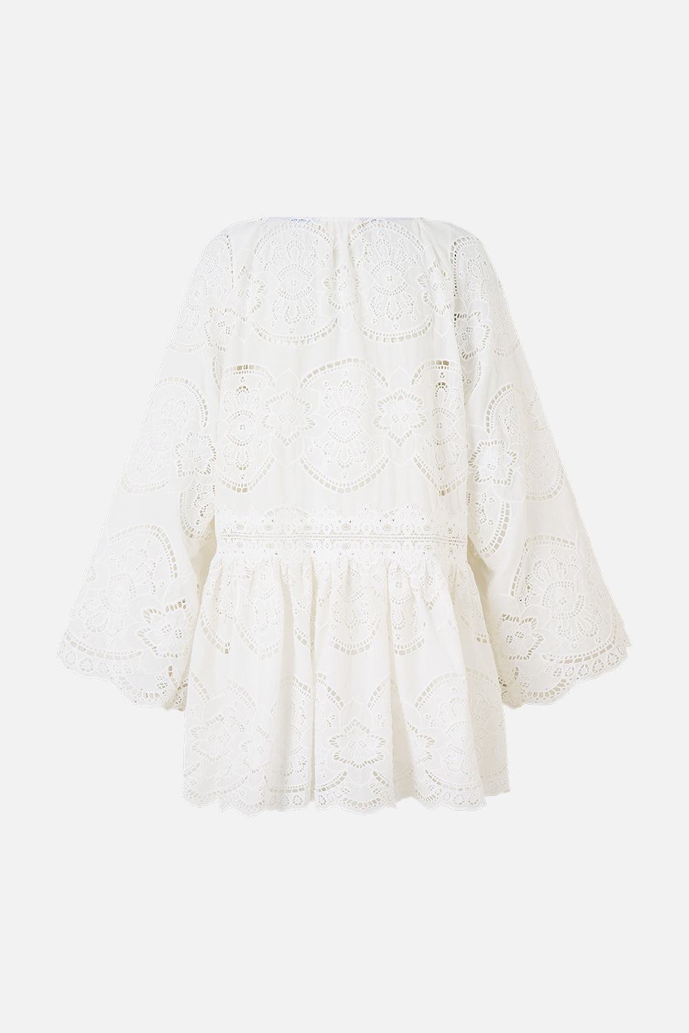 V NECK RELAXED SHORT DRESS WITH DROPPED WAIST A TILED WONDERLAND