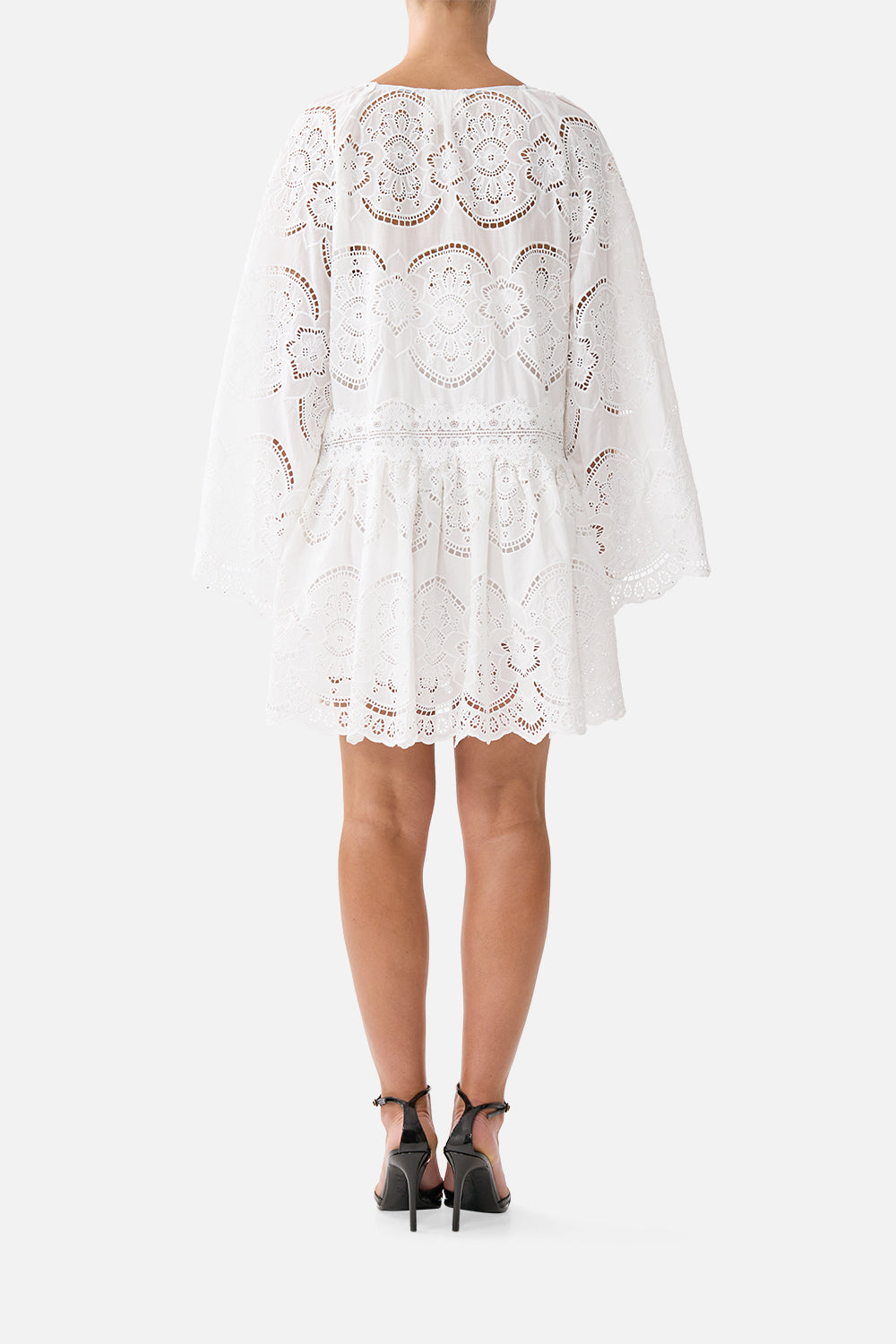 V NECK RELAXED SHORT DRESS WITH DROPPED WAIST A TILED WONDERLAND