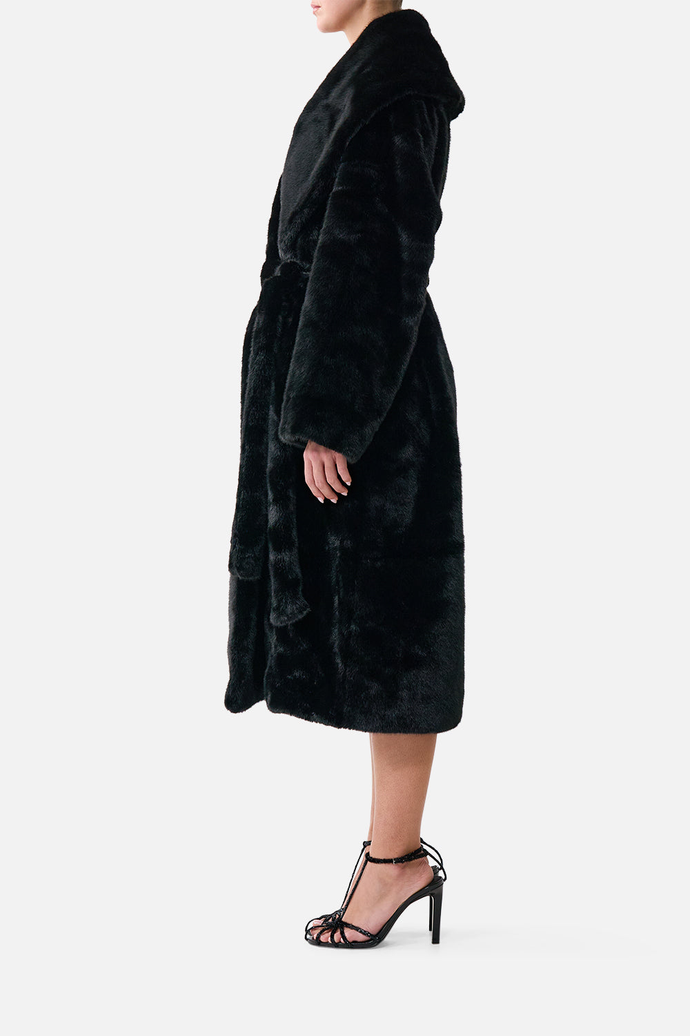 FAUX FUR LONG WRAP COAT NIGHT GARDEN