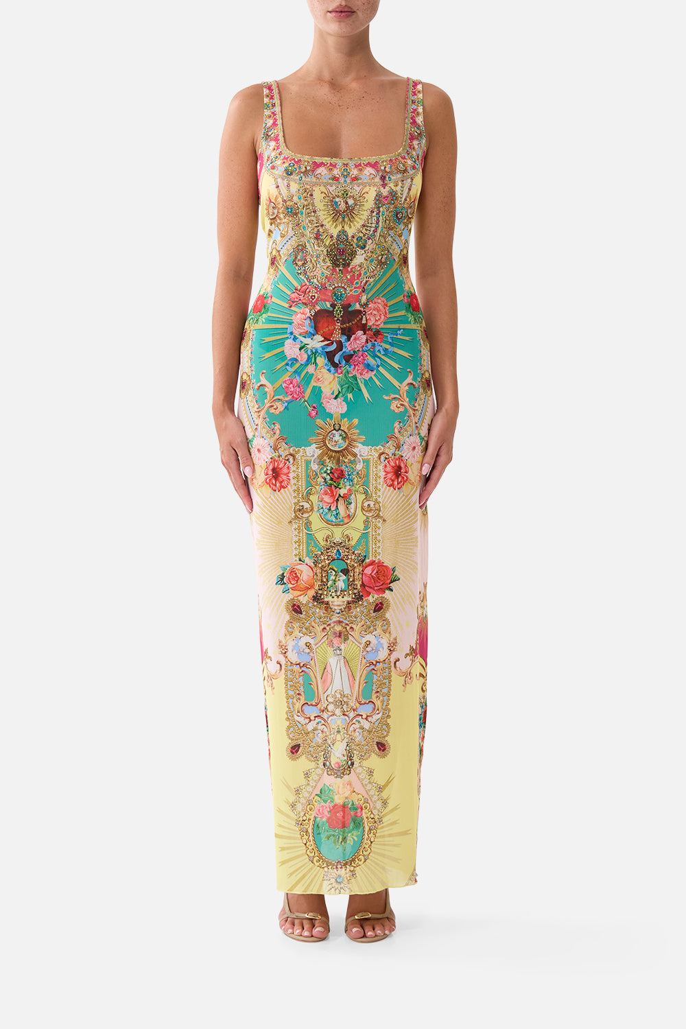 camilla beach dress The Painted Prayers Square Neck Maxi W Low Back designer camilla clothing