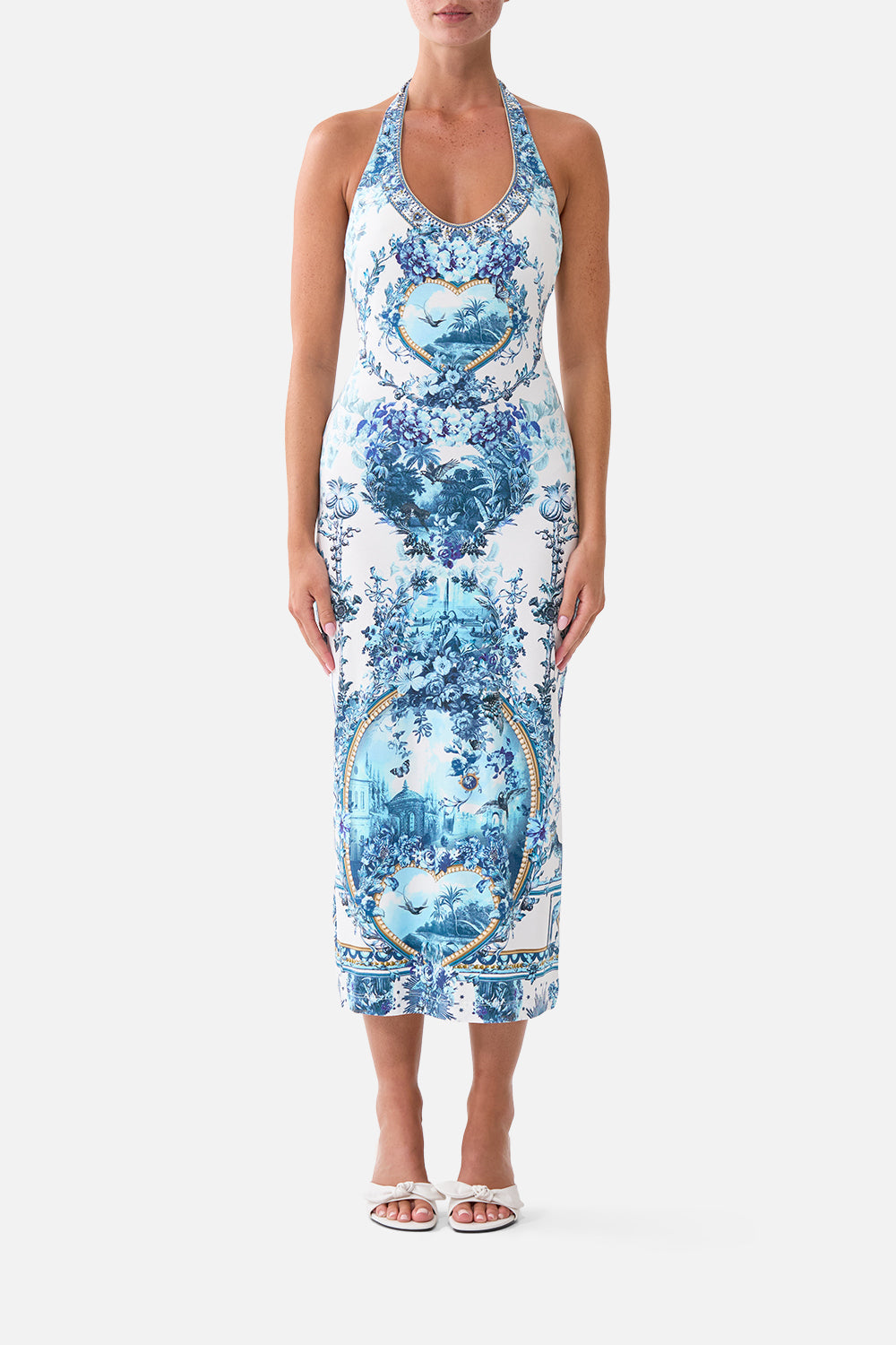 blue jersey halter dress The Porcelain Parlour Kraft Chunky Blue Cheese Natural 7 COLOR:MIDDLE BLUE office opulence