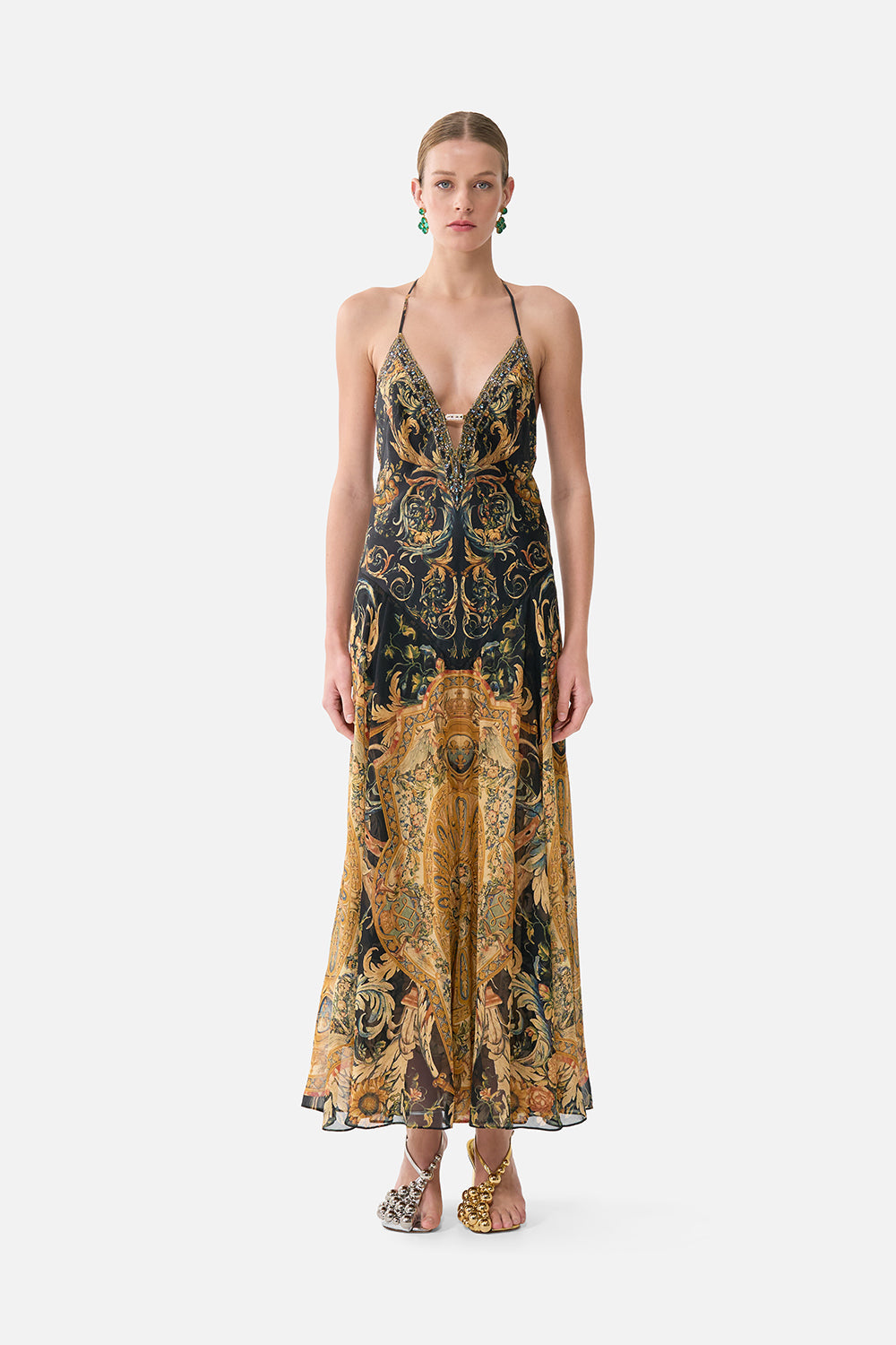 dresses with gold hardware CAMILLA | Detail Slip Dress Museum Memoirs, XL | Museum MEMOIRS A fitted bodice highlights Sept_23_30OFF Color:Sunrise Ombre The 13 Best T-Shirts