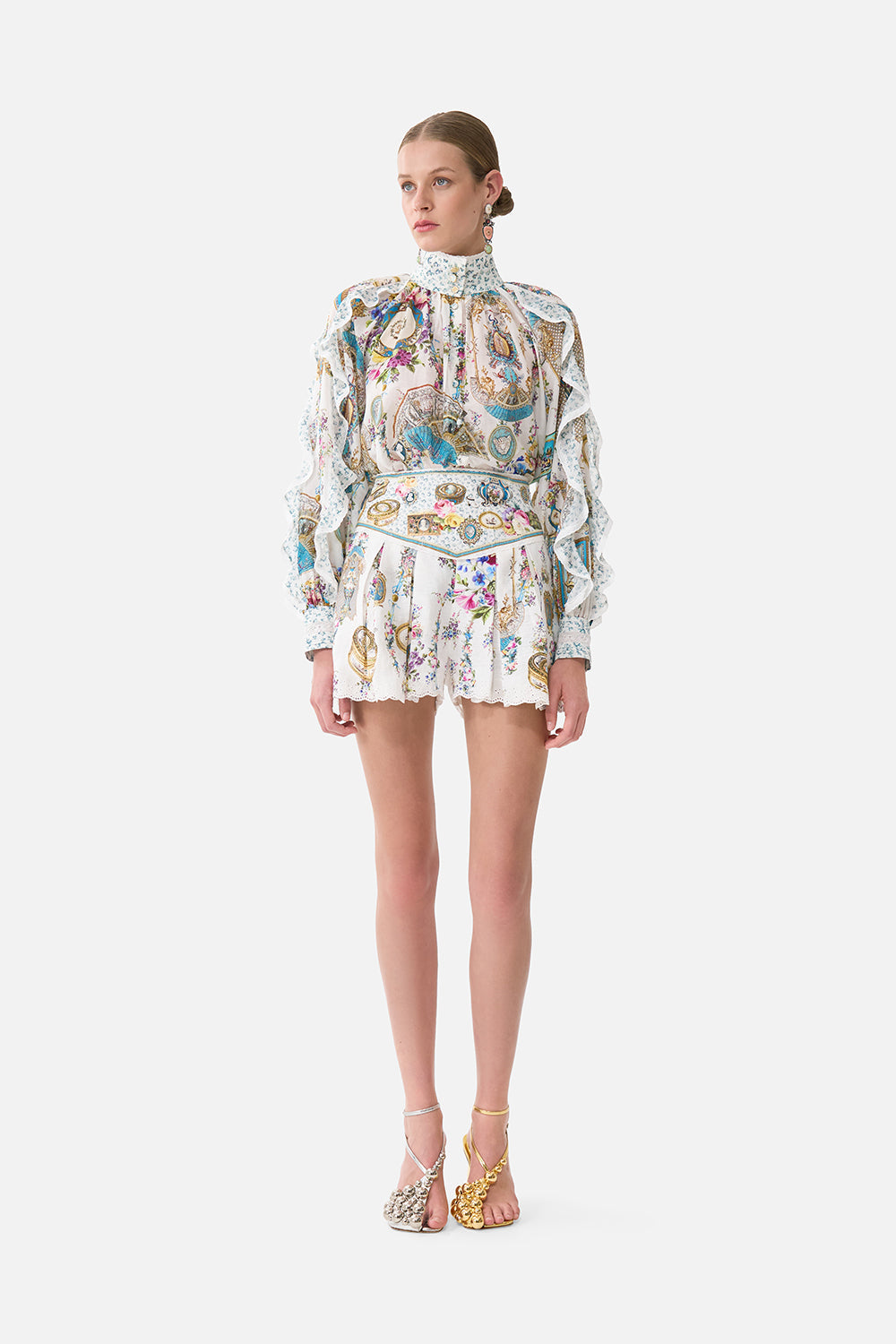 The CAMILLA Corset Waist Short in our Art For The Artisans print.