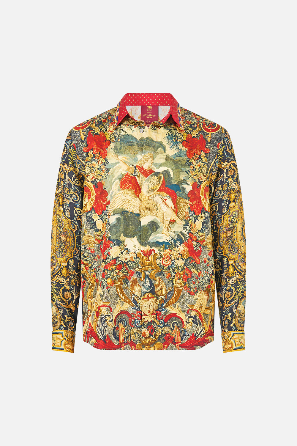 The CAMILLA Long Sleeve Hidden Placket Shirt in our Meet Me At The Met print.