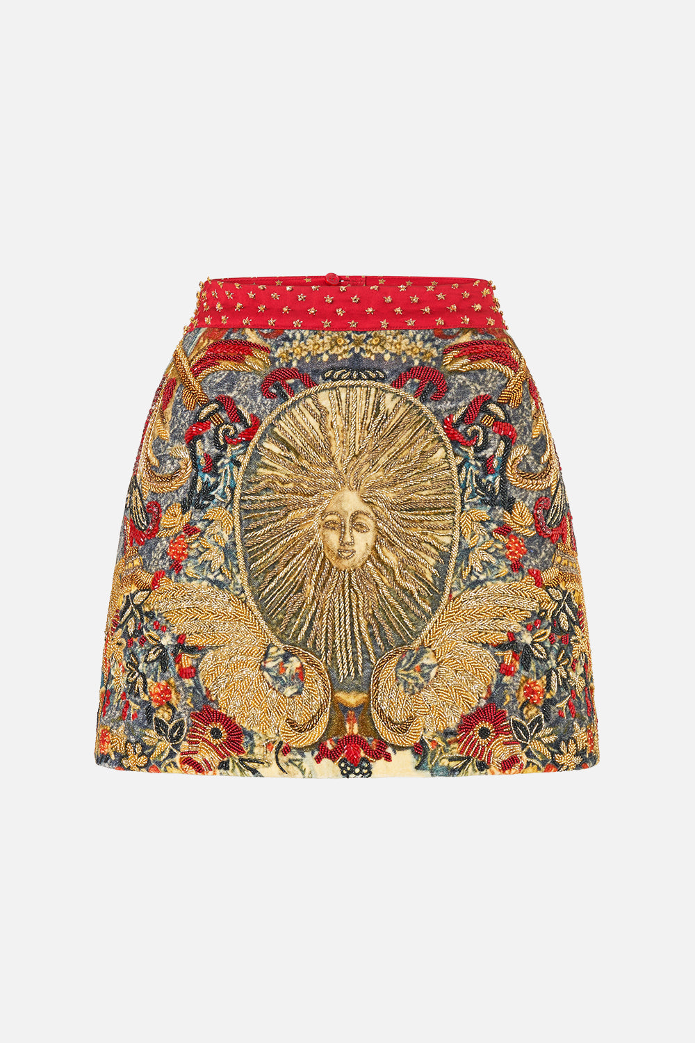 The CAMILLA Micro Mini Skirt in our Meet Me At The Met print.