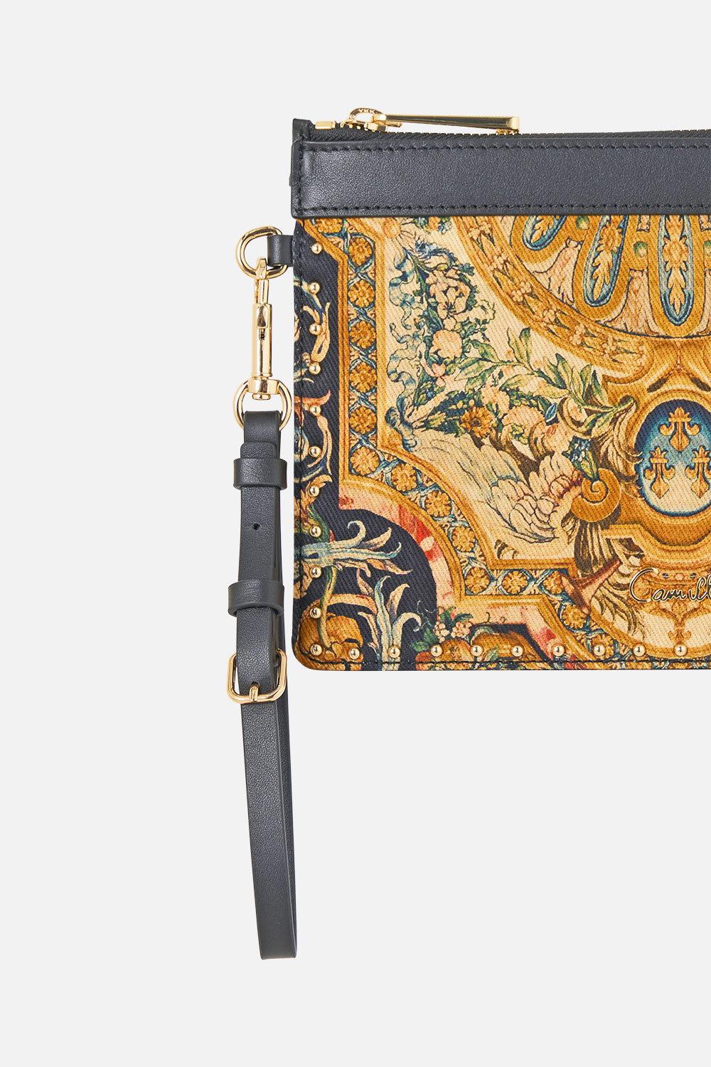 CLUTCH WITH LEATHER TRIMS MUSEUM MEMOIRS